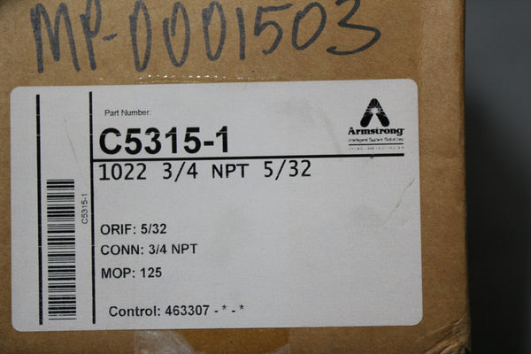 NEW ARMSTRON STAINLESS STEEL STEAM TRAP C5315-1 1022 3/4 NPT 5/32