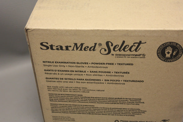 NEW BOX OF 1000 STARMED SELECT NITRILE EXAMINATION GLOVES POWDER FREE SMNS104  L