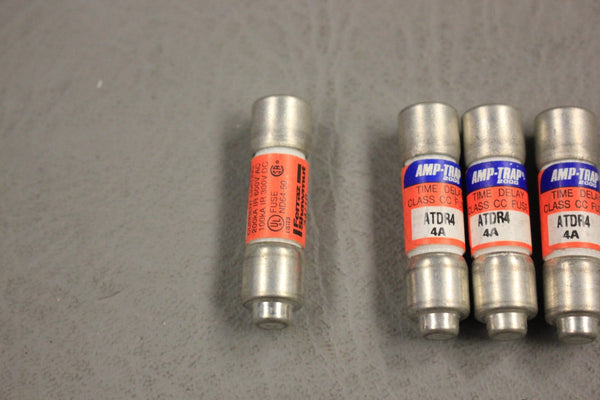 LOT OF 4 AMP-TRAP 2000 TIME DELAY CLASS CC FUSE ATDR4 4A