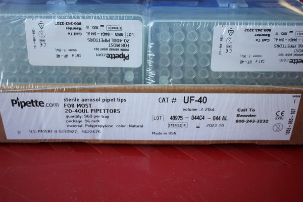 Lot of 960 NEW BOX OF PIPETTE STERILE AEROSOL PIPET TIP 2-20UL UF-40
