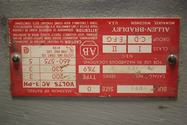 ALLEN BRADLEY MANUAL STARTER 609U-AEB