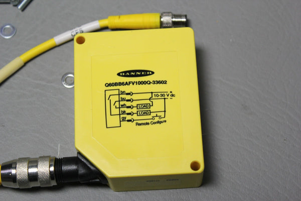 UNUSED BANNER PHOTOELECTRIC SENSOR WITH CABLE Q60BB6AFV1000Q