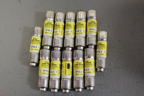UNUSED LOT OF 12  BUSSMAN LOW PEAK DUAL ELEMENT FUSES LP-CC-3