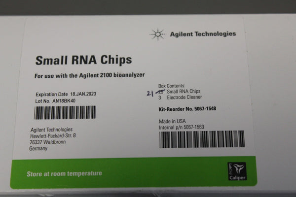 NEW BOX OF 21 AGILENT SMALL RNA CHIPS FOR 2100 BIOANALYZER 5067-1563