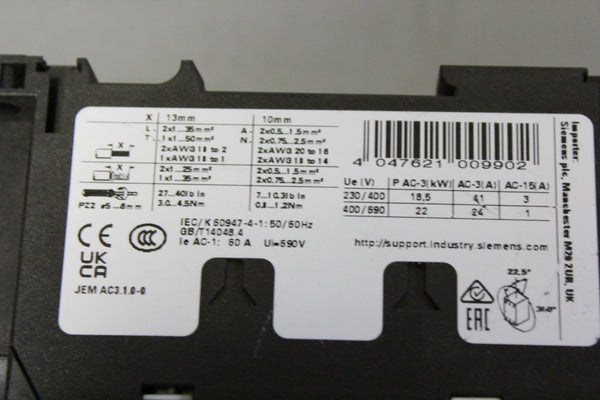 SIEMENS POWER CONTACTOR  3RT2035-1KB40
