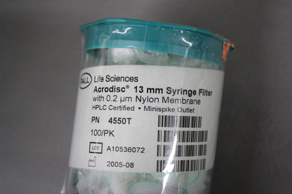 100 NEW PALL ACRODISC 13mm SYRINGE FILTERS 4550T