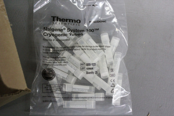 NEW CASE OF 500 THERMO SCIENTIFIC NALGENE SYSTEM 100 CRYOGENIC TUBES 5000-1020