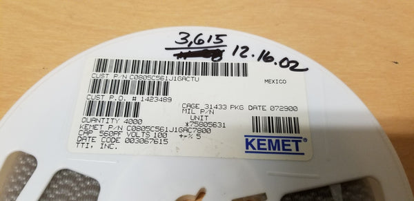 3615 Kemet 560PF 100v MLCC Multilayer Ceramic Capacitors C0805C561J1GACTU