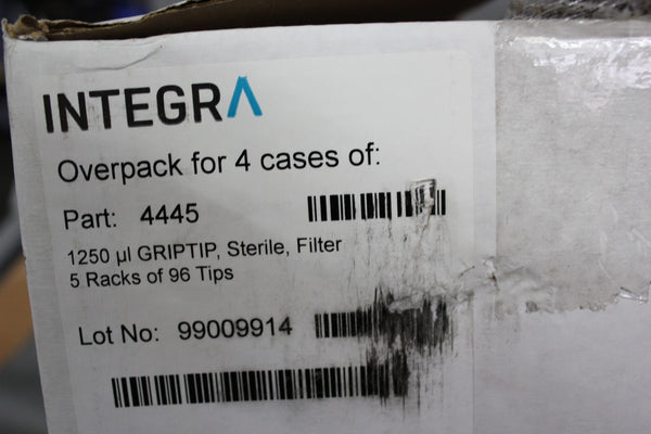 NEW CASE OF 1,920  INTEGRA 1250 ul GRIPTIP FILTERED PIPPETE TIPS 4445