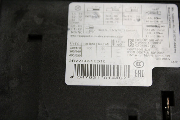SIEMENS 3RV2742-5ED10 CIRCUIT BREAKER