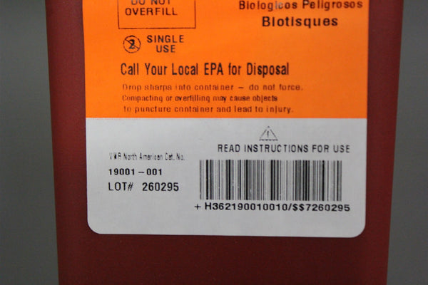 NEW VWR SHARPS CONTAINER WITH LID 19001-001