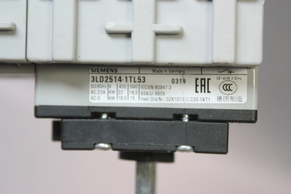 UNUSED SIEMENS SENTRON SWITCH DICONNECTOR 3LD2514-1TL53