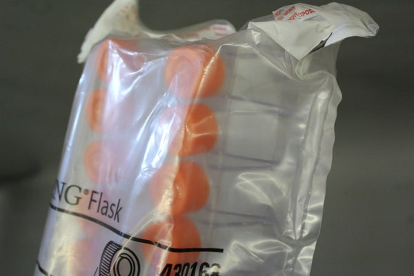 20 NEW CORNING CULTURE FLASKS WITH CANTED NECK W/PLUG SEAL CAP 430168