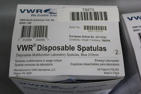 2 NEW CASES OF 600 VWR MULTIFUNCTION BLUE LABORATORY SPATULAS 80081-188