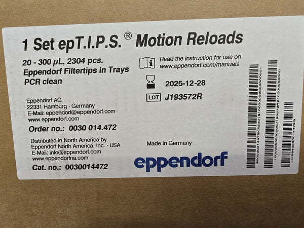 NEW EPPENDORF epTIPS MOTION RELOADS PIPETTE TIPS 0030014472 2304 PCS  300uL