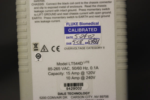 DALE TECHNOLOGY DIGITAL SAFETY TESTER LT544D LITE