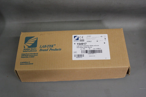 BOX OF 15 NEW NALGE NUNC LAB-TEK II 4 WELL CHAMBER SLIDE W/COVER  154917