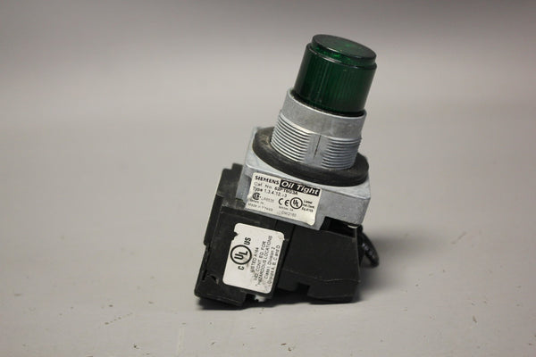 SIEMENS 52PT6G3A GREEN PILOT LIGHT & 2BJK CONTACT BLOCK