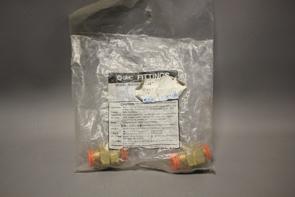 NEW  LOT OF 2 SMC BULKHEAD CONNECTORS   KQ2E13-00 ONE TOUCH FITTING