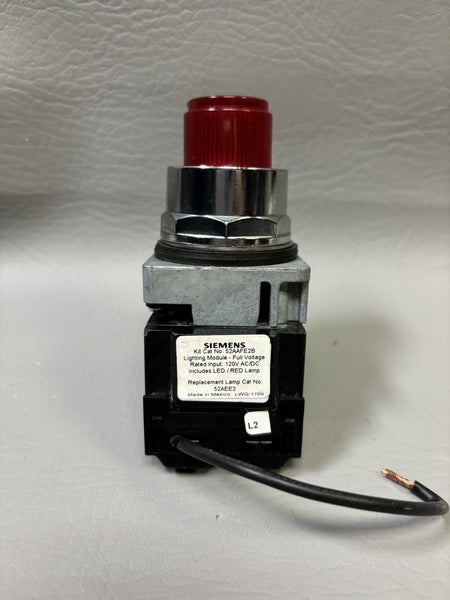 SIEMENS PUSH TO TEST PILOT LIGHT RED 52AAFE2B LIGHTING MODULE 52PT6E2AB