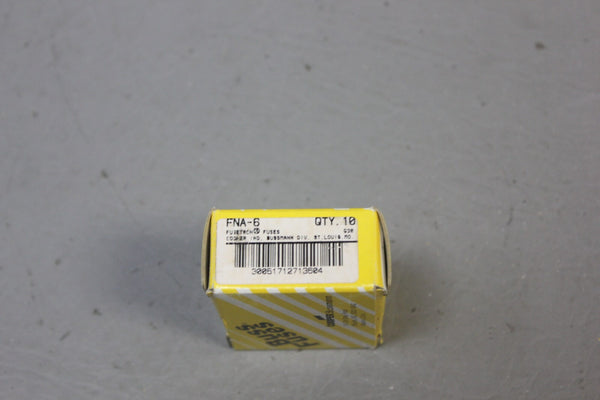 1 BOX OF 10 NEW BUSSMANN BUSS FNA-6 FUSES