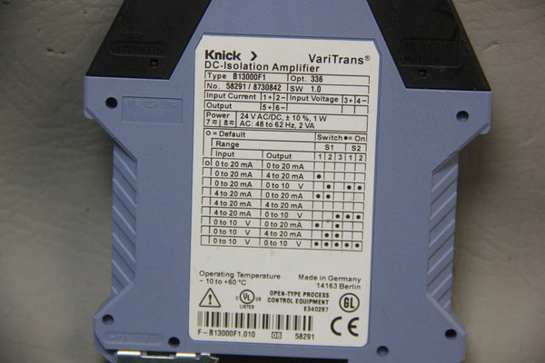 KNICK VARITRANS DC ISOLATION AMPLIFIER WITH OPT 336 B13000F1