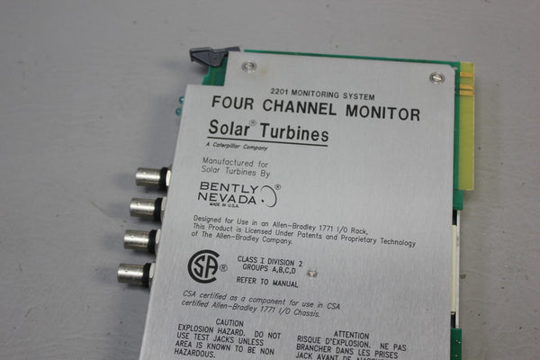 BENTLY NEVADA/ALLEN BRADLEY 4 CHANNEL MONITOR 190662-28 132419-01