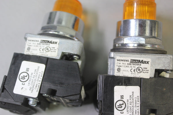 LOT 2 NEW SIEMENS 52BT6G9AB BLACK MAX ILLUMINATED PUSHBUTTON LAMP LED AMBER