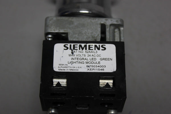 SIEMENS GREEN ILLUMINATED MUSHROOM HEAD PUSH PULL BUTTON 52PP2L3 W/O 52BJK