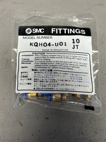 11- NEW SMC KQH04-U01 HALF UNION ONE TOUCH UNIFIT FITTING 4mm TUBE 1/8"