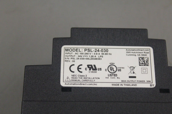 RHINO AUTOMATION DIRECT  INDUSTRIAL POWER SUPPLY PSL-24-030