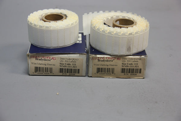 2 NEW ROLLS OF BRADY BRADYSLEEVE WIRE MARKING SLEEVES WMS-111-321
