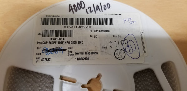 3615 Kemet 560PF 100v MLCC Multilayer Ceramic Capacitors C0805C561J1GACTU