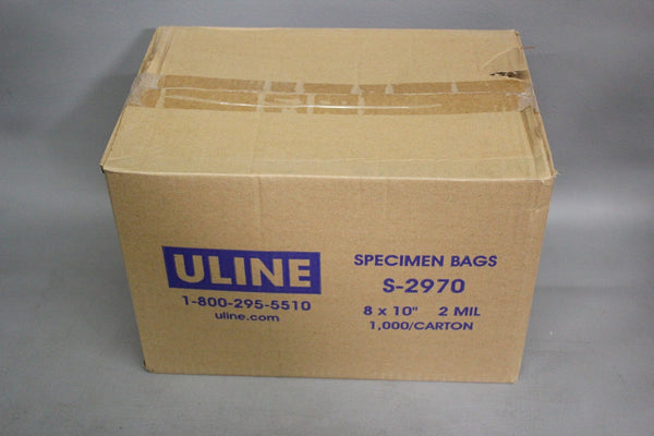 1000 NEW ULINE BIOHAZARD SPECIMEN BAGS 8x10" 2 MIL S-2970