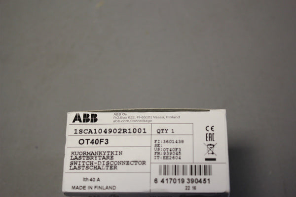 NEW ABB DISCONNECTOR SWITCH OT40F3