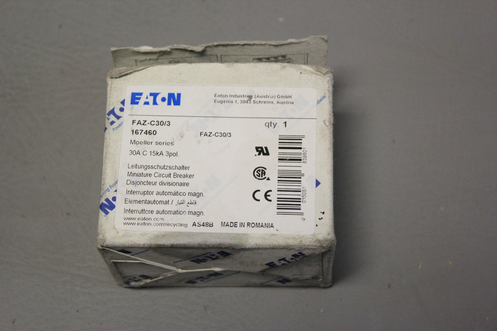 NEW EATON 30A 3 POLE CIRCUIT BREAKER  FAZ-C30/3  167460