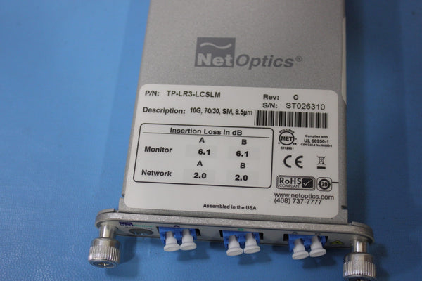 Netoptics SlimTap 10 Gigabit Ethernet Tap Splitter TP-LR3-LCSLM