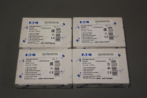 LOT OF 4 NEW EATON 5A CIRCUIT BREAKERS  FAZ-D5/1-NA-SP  167169