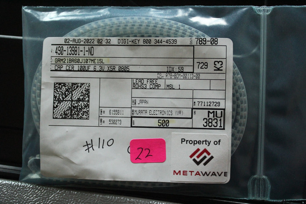 500 NEW MURATA CERAMIC CAPACITOR 100UF 6.3V XHR 0805 GRM21BR60J107ME15L