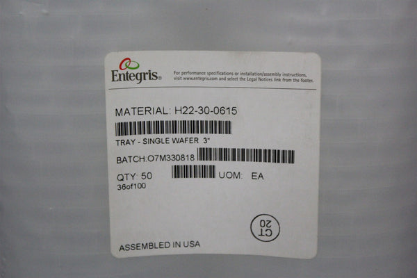 50 NEW ENTEGRIS 3" SINGLE WAFER TRAY HOLDER/SHIPPER POLYPROPYLENE H22-30-0615
