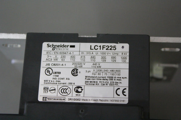 SCHNEIDER 225A CONTACTOR LC1F225 #1