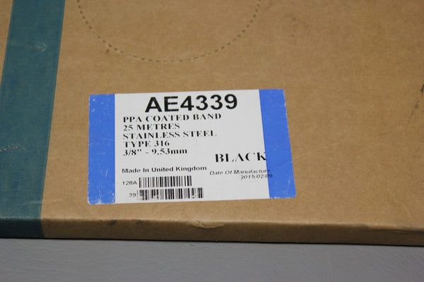 NEW BOX OF 25M BAND-IT PPA COATED 316 STAINLESS STEEL BAND 3/8" 9.53mm AE4339