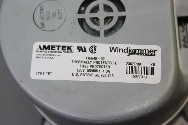 AMETEK WIND JAMMER BRUSHLESS BLOWER TYPE "B" 116640-02