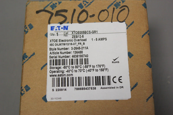 NEW EATON XTOE005BCS-GR1 ELECTRONIC OVERLOAD RELAY