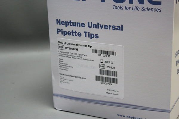768 NEPTUNE UNIVERSAL BARRIER PIPETTE TIPS LOW RETENTION STERILE BT1000.96