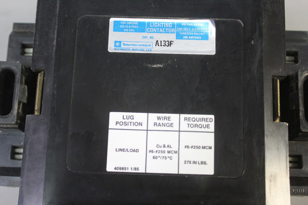 TELEMECANIQUE LIGHTING CONTACTOR P/N: A133F