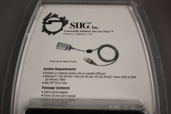 NEW SIIG USB TO SERIAL ADAPTER JYR3206X0012 JU-CB1S12-S3