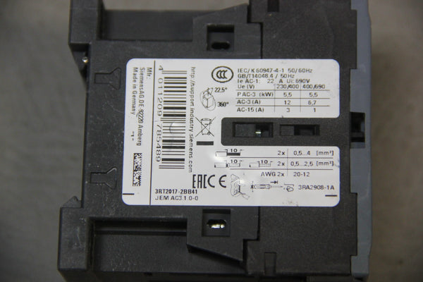 UNUSED SIEMENS CONTACTOR  3RT2017-2BB41