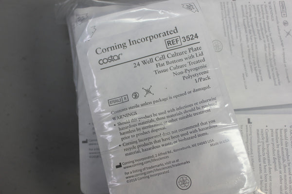 11- CORNING 3524 COSTAR 24 CELL CULTURE WELL PLATE W/LID NON PYROGENIC STERILE