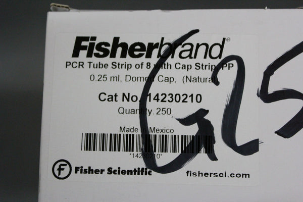 250 NEW FISHER PCR TUBE STRIP OF 8 WITH CAP STRIP PP 0.25ml DOMED CAP 14230210